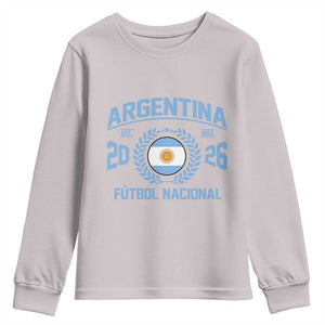 Argentina 2026 Soccer Football Fan Argentinian Flag Youth Sweatshirt TS14 Ice Gray Print Your Wear