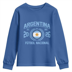 Argentina 2026 Soccer Football Fan Argentinian Flag Youth Sweatshirt TS14 Royal Blue Print Your Wear