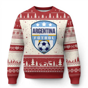 Argentina Soccer Football Ugly Christmas Sweater Argentinian Football Game Day Supporter TS14 Beige Red Print Your Wear