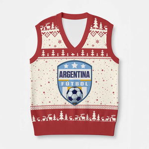 Argentina Soccer Football V-Neck Knit Sweater Vest Argentinian Football Game Day Supporter TS14 Beige Red Print Your Wear