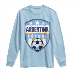 Argentina Soccer Football Long Sleeve Shirt Argentinian Football Game Day Supporter TS14 Light Blue Print Your Wear