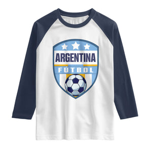 Argentina Soccer Football Raglan Shirt Argentinian Football Game Day Supporter TS14 XS White Navy Print Your Wear