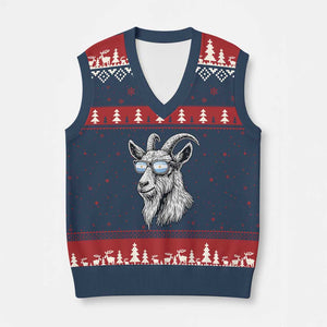 Cool Goat With Sunglasses Argentinian Flag V-Neck Knit Sweater Vest Argentina Soccer Football Game Day Supporter TS14 Navy Red Print Your Wear