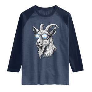 Cool Goat With Sunglasses Argentinian Flag Raglan Shirt Argentina Soccer Football Game Day Supporter TS14 Heather Denim Navy Print Your Wear