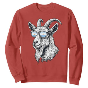 Cool Goat With Sunglasses Argentinian Flag Sweatshirt Argentina Soccer Football Game Day Supporter TS14 Red Print Your Wear
