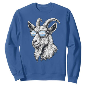 Cool Goat With Sunglasses Argentinian Flag Sweatshirt Argentina Soccer Football Game Day Supporter TS14 Royal Blue Print Your Wear