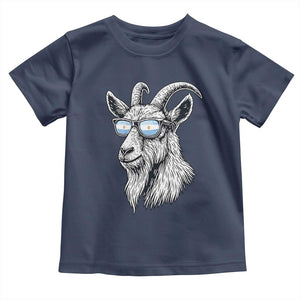 Cool Goat With Sunglasses Argentinian Flag Toddler T Shirt Argentina Soccer Football Game Day Supporter TS14 Navy Print Your Wear