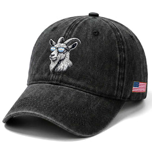 Cool Goat With Sunglasses Argentinian Flag Washed Cotton Baseball Cap Argentina Soccer Football Game Day Supporter TS14 Print Your Wear