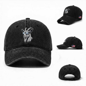 Cool Goat With Sunglasses Argentinian Flag Washed Cotton Baseball Cap Argentina Soccer Football Game Day Supporter TS14 Washed Cap Universal Fit Black Print Your Wear