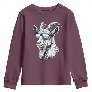 Cool Goat With Sunglasses Argentinian Flag Youth Sweatshirt Argentina Soccer Football Game Day Supporter TS14 Maroon Print Your Wear