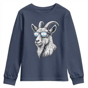 Cool Goat With Sunglasses Argentinian Flag Youth Sweatshirt Argentina Soccer Football Game Day Supporter TS14 Navy Print Your Wear