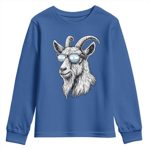 Cool Goat With Sunglasses Argentinian Flag Youth Sweatshirt Argentina Soccer Football Game Day Supporter TS14 Royal Blue Print Your Wear