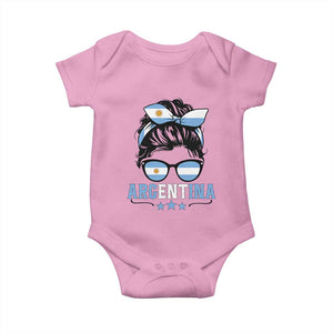 Argentina Messy Bun Proud Argentinian Flag Baby Onesie TS14 Light Pink Print Your Wear