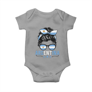 Argentina Messy Bun Proud Argentinian Flag Baby Onesie TS14 Sport Gray Print Your Wear
