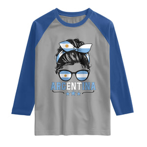Argentina Messy Bun Proud Argentinian Flag Raglan Shirt TS14 Sport Gray Royal Print Your Wear