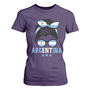 Argentina Messy Bun Proud Argentinian Flag T Shirt For Women TS14 Purple Print Your Wear
