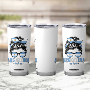 Argentina Messy Bun Proud Argentinian Flag Tumbler Cup TS14 Print Your Wear