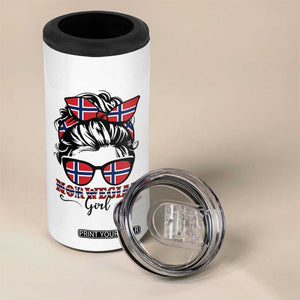 Norway Messy Bun Girl Norwegian Flag 4 in 1 Can Cooler Tumbler TS14 Print Your Wear