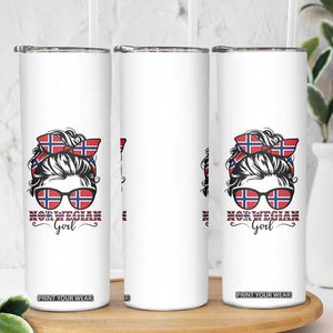 Norway Messy Bun Girl Norwegian Flag Skinny Tumbler TS14 Print Your Wear