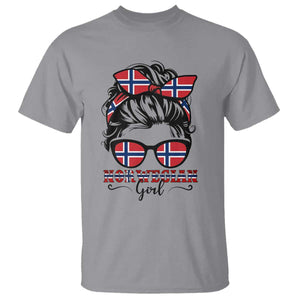Norway Messy Bun Girl Norwegian Flag T Shirt TS14 Sport Gray Print Your Wear