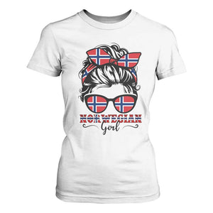 Norway Messy Bun Girl Norwegian Flag T Shirt For Women TS14 White Print Your Wear