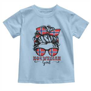 Norway Messy Bun Girl Norwegian Flag Toddler T Shirt TS14 Light Blue Print Your Wear