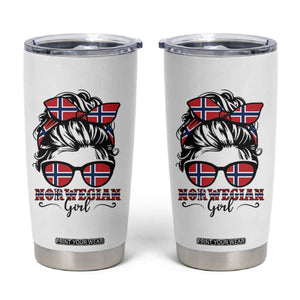 Norway Messy Bun Girl Norwegian Flag Tumbler Cup TS14 White Print Your Wear