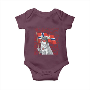 Norwegian Forest Cat Norway Flag Norge Pride Baby Onesie TS14 Maroon Print Your Wear