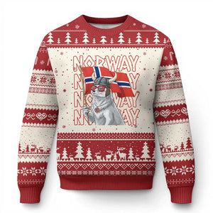 Norwegian Forest Cat Norway Flag Norge Pride Ugly Christmas Sweater TS14 Beige Red Print Your Wear