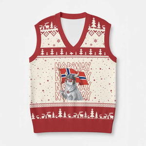 Norwegian Forest Cat Norway Flag Norge Pride V-Neck Knit Sweater Vest TS14 Beige Red Print Your Wear