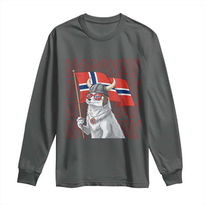 Norwegian Forest Cat Norway Flag Norge Pride Long Sleeve Shirt TS14 Dark Heather Print Your Wear