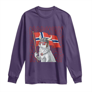 Norwegian Forest Cat Norway Flag Norge Pride Long Sleeve Shirt TS14 S Purple Print Your Wear