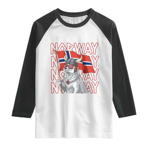 Norwegian Forest Cat Norway Flag Norge Pride Raglan Shirt TS14 White Black Print Your Wear