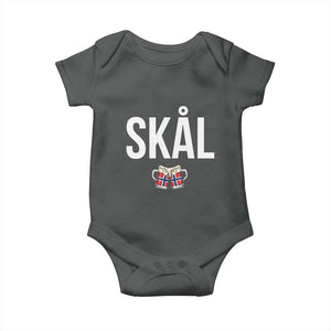 Skål Cheers in Norwegian Norway Baby Onesie Funny Drinking Beer Norwegian Scandinavian TS14 Dark Heather Print Your Wear
