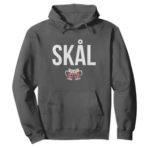 Skål Cheers in Norwegian Norway Hoodie Funny Drinking Beer Norwegian Scandinavian TS14 Dark Heather Print Your Wear