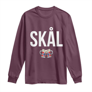 Skål Cheers in Norwegian Norway Long Sleeve Shirt Funny Drinking Beer Norwegian Scandinavian TS14 Maroon Print Your Wear