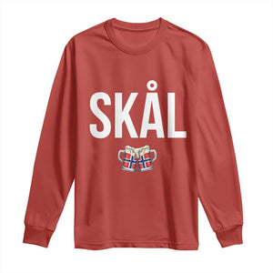 Skål Cheers in Norwegian Norway Long Sleeve Shirt Funny Drinking Beer Norwegian Scandinavian TS14 Red Print Your Wear