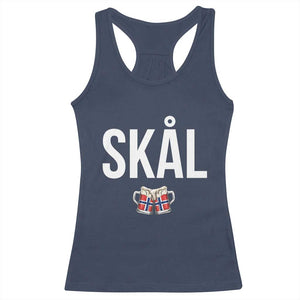 Skål Cheers in Norwegian Norway Racerback Tank Top Funny Drinking Beer Norwegian Scandinavian TS14 Navy Print Your Wear
