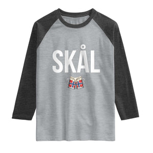 Skål Cheers in Norwegian Norway Raglan Shirt Funny Drinking Beer Norwegian Scandinavian TS14 Heather Gray Heather Charcoal Print Your Wear