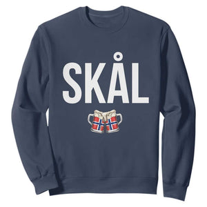 Skål Cheers in Norwegian Norway Sweatshirt Funny Drinking Beer Norwegian Scandinavian TS14 Navy Print Your Wear