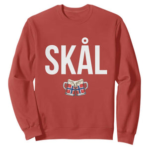 Skål Cheers in Norwegian Norway Sweatshirt Funny Drinking Beer Norwegian Scandinavian TS14 Red Print Your Wear