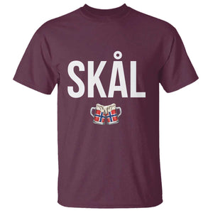 Skål Cheers in Norwegian Norway T Shirt Funny Drinking Beer Norwegian Scandinavian TS14 Maroon Print Your Wear