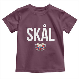 Skål Cheers in Norwegian Norway Toddler T Shirt Funny Drinking Beer Norwegian Scandinavian TS14 Maroon Print Your Wear