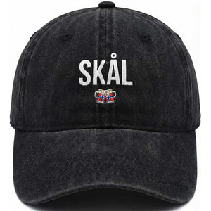 Skål Cheers in Norwegian Norway Washed Cotton Baseball Cap Funny Drinking Beer Norwegian Scandinavian TS14 Print Your Wear