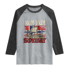 Ro Ro Norwegian Viking Ship Norway Flag Raglan Shirt TS14 Heather Gray Heather Charcoal Print Your Wear