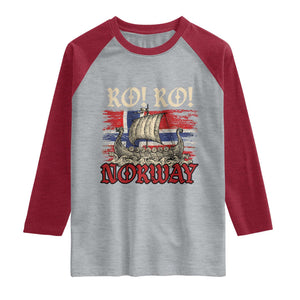 Ro Ro Norwegian Viking Ship Norway Flag Raglan Shirt TS14 Heather Gray Heather Red Print Your Wear