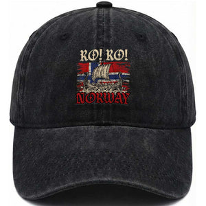 Ro Ro Norwegian Viking Ship Norway Flag Washed Cotton Baseball Cap TS14 Print Your Wear