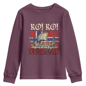 Ro Ro Norwegian Viking Ship Norway Flag Youth Sweatshirt TS14 Maroon Print Your Wear