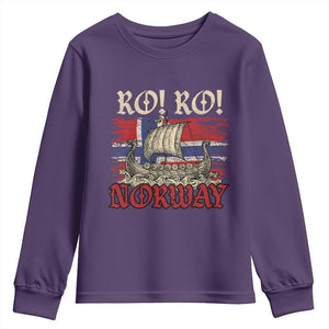 Ro Ro Norwegian Viking Ship Norway Flag Youth Sweatshirt TS14 Purple Print Your Wear