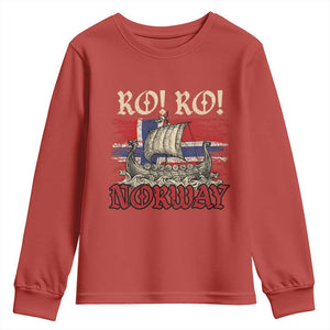 Ro Ro Norwegian Viking Ship Norway Flag Youth Sweatshirt TS14 Red Print Your Wear